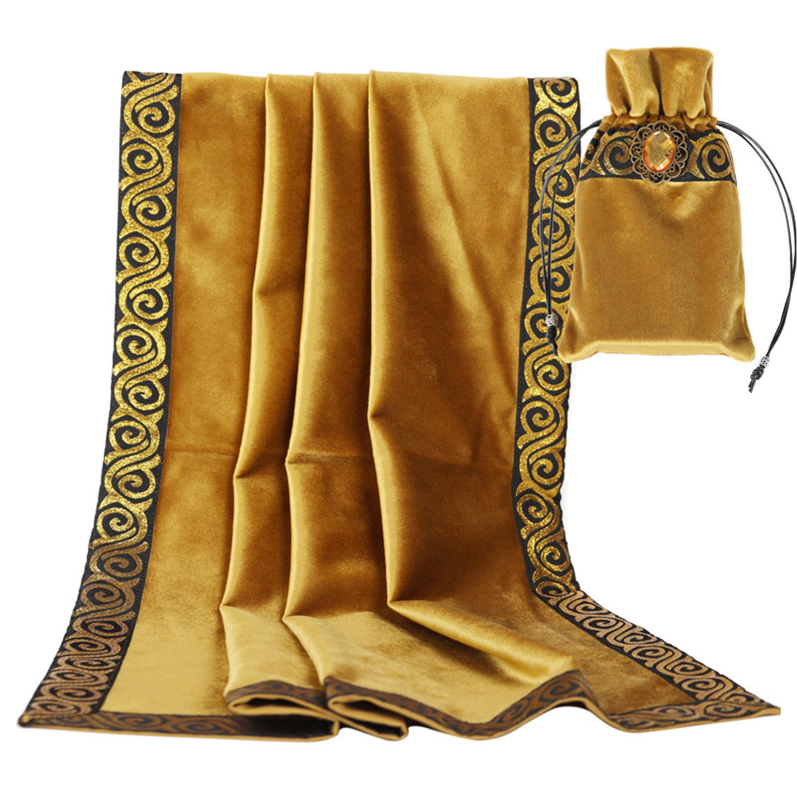 

Алтарь Скатерть Таро Бархатная скатерть для гадания Таро с сумкой для карт Таро Настольная игра Gold braid золотой