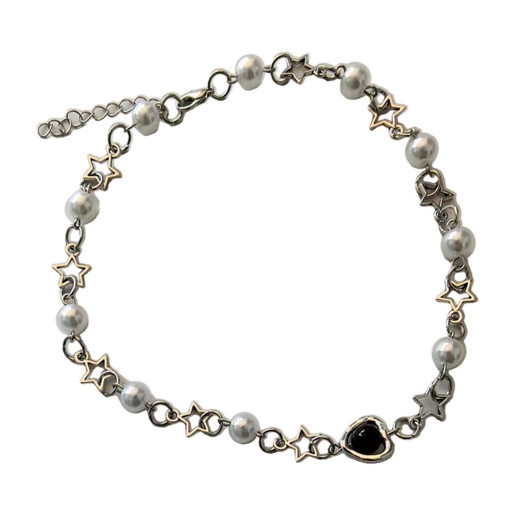 Pearl Hollow Star Pendant Necklace for Women Korean Fashion Punk Clavicle Chain Neckchain Party Jewelry Valentines Day