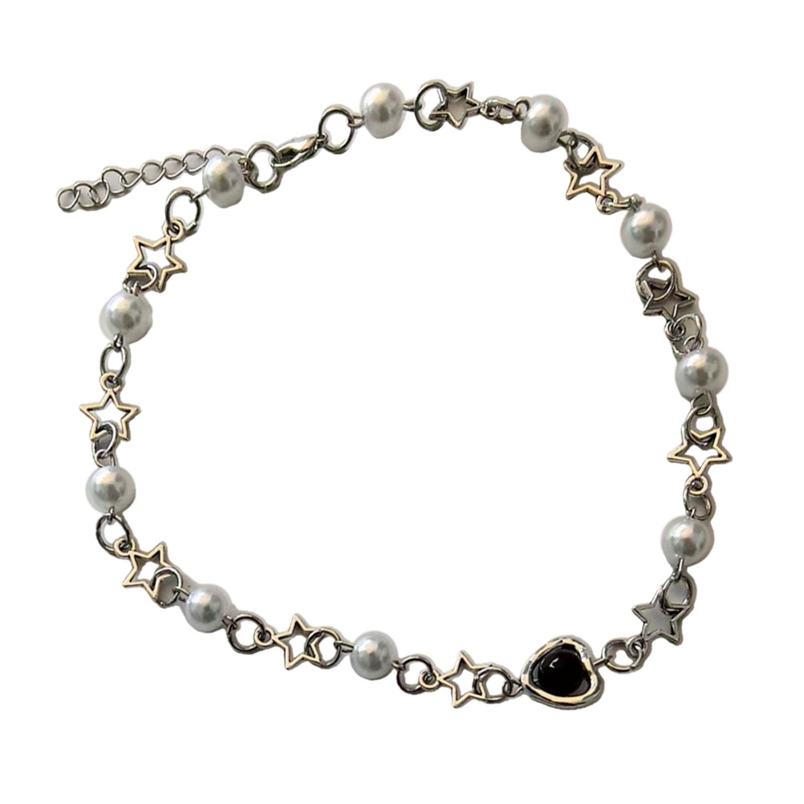 

Ожерелье-чокер из полых звезд и жемчуга, корейская мода, бисерная цепочка на ключицу, эстетичная регулируемая цепочка-воротник, шейное украшение