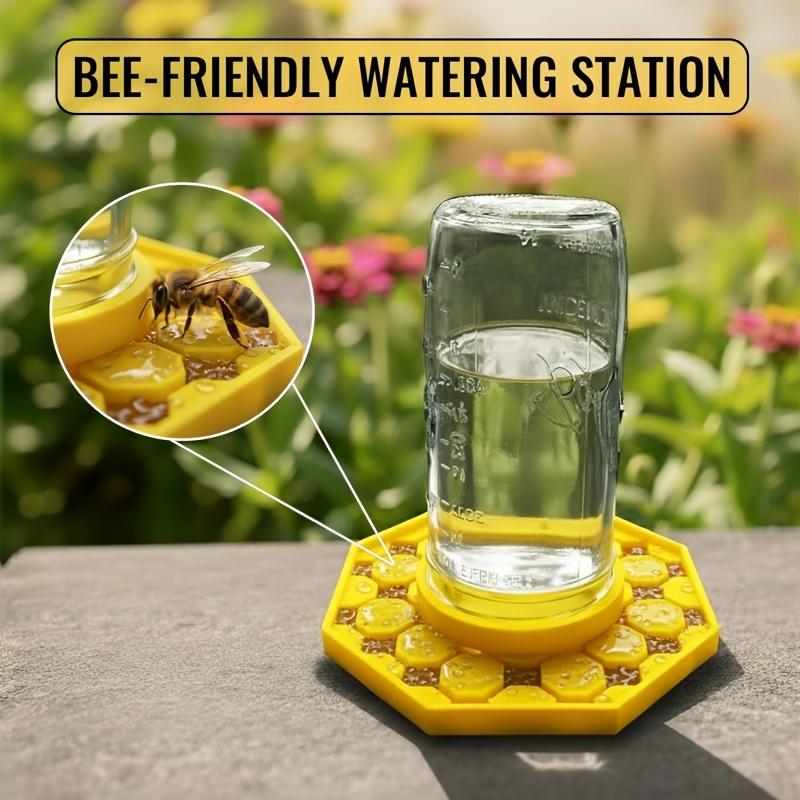 Plastic Safe Bee Feeder with Resting Place - Bee-Friendly Watering Station Fits Mason Jars for Garden & Patio Bees & Butterflies