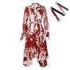 Women's Summer Fashion Print Dress with Turn-Down Collar and Long Sleeves