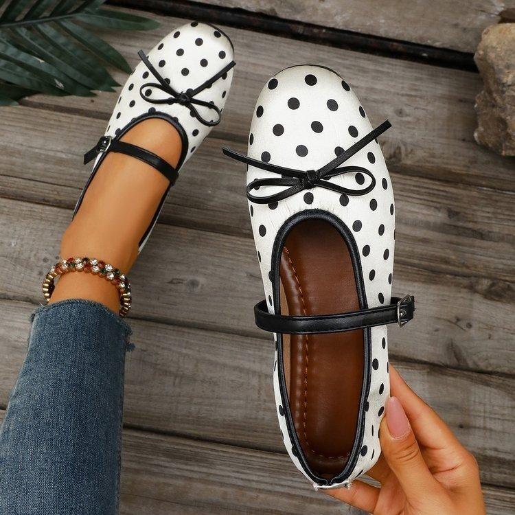 Estate 2026 Nuove Scarpe Piatte a Suola Morbida Punta Tonda Retro Donna pois Scarpe Donna Moda Scarpe Piatte Basse