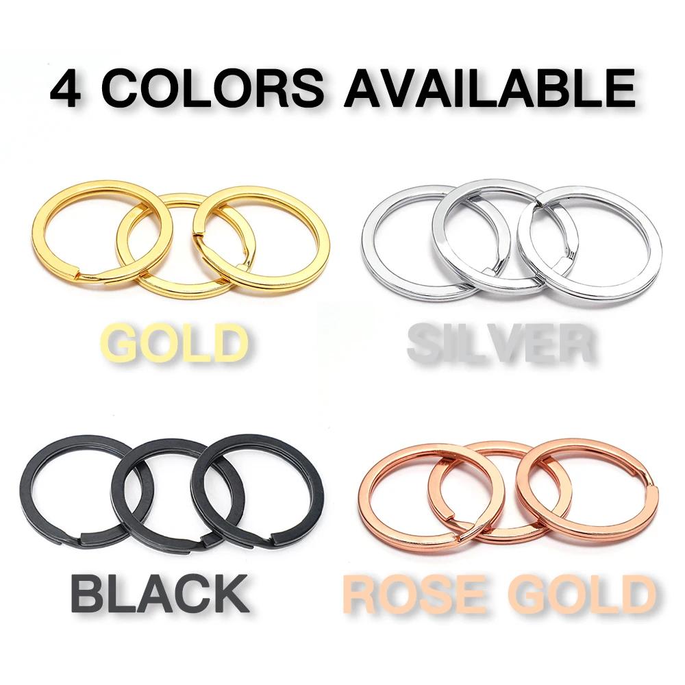 20pcs Zinc Alloy Key Rings 15/20/25/30/35mm Round Flat Line Split Rings Keyring For DIY Jewelry Making Keychain Findings