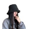 1Pc Bucket Hat Versatile Strap Windproof Velvet Warm Ear Protection Fisherman Hat Lamb's Wool