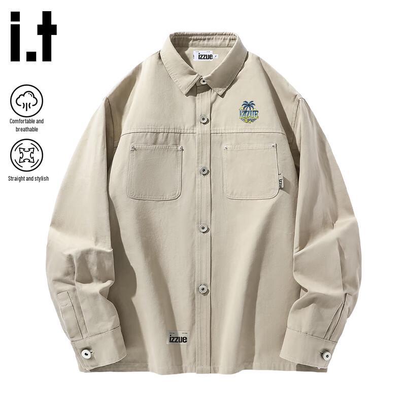 Izzue Men's Trendy Lapel Work Shirt Jacket