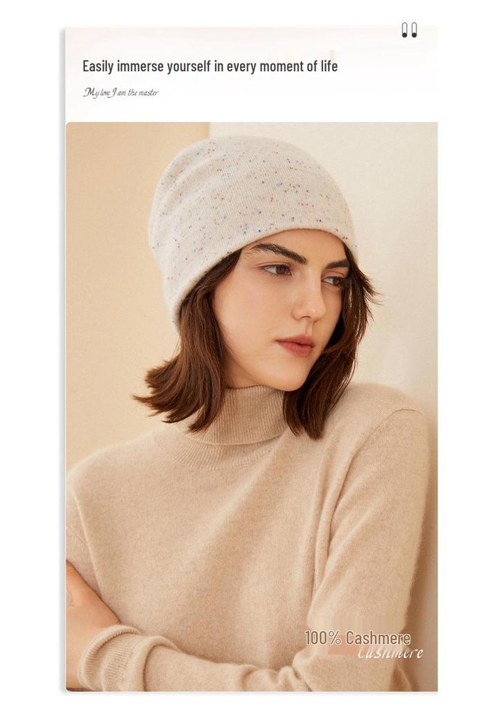 Women's 100% Pure Cashmere Hat: Warm, Double-Layered, New Color Yarn for Autumn and Winter.