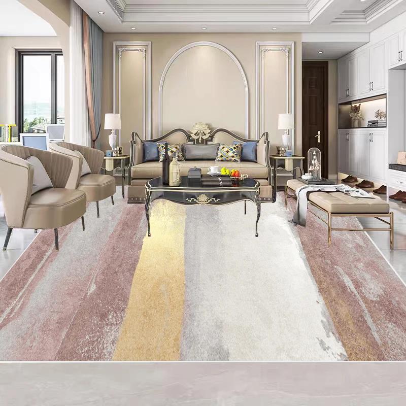 Moderne Zuhause Rosa Teppiche Wohnzimmer Dekoration Marmorteppich Leichter Luxus Sofabereich Fußmatte Schlafzimmer Bettseite Ankleidezimmer Weicher Teppich