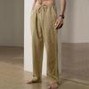 Spring and summer men's linen-blend wide-leg thin breathable loose vacation casual straight trousers