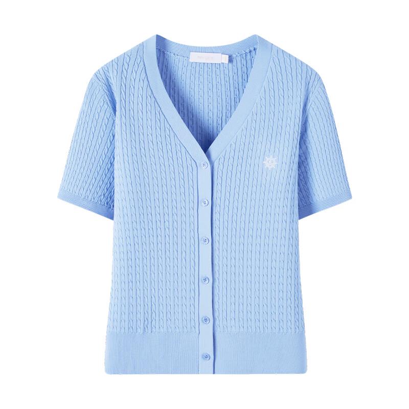 Navigare Women's Short Sleeve V-Neck Cable Knit Cardigan