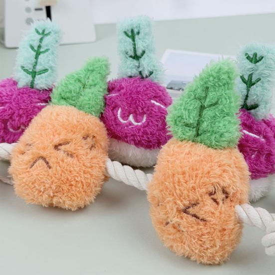 Jouet corde à tirer pour chien, balle en peluche couinante, jouet à mâcher pour chien, guirlande de carottes, jouet interactif pour chiens, nettoyage des dents, divertissement