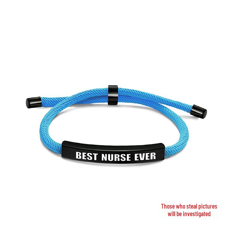 Multi-Color Engraved Stainless Steel Rope Bracelet: Nurse's Day Commemorative Christmas Gift