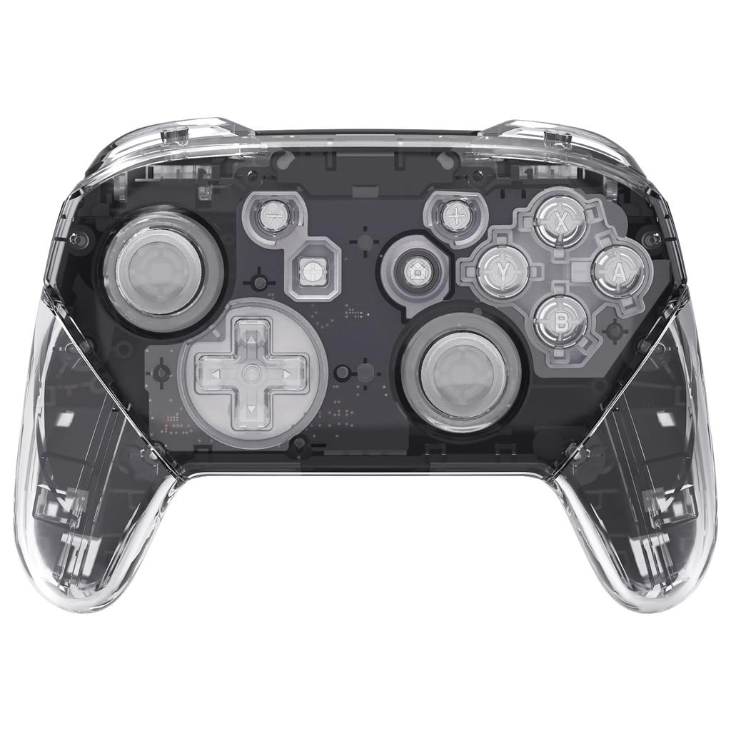 eXtremeRate Switch Pro Controller Faceplate Backplate Clear DIY Replacement Grip Housing Case Cover for Switch Pro Controller Clear Handle, -