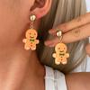 Cute Christmas Gingerbread Man Resin Earrings for Women Turmeric Biscuits House Xmas Tree Earrings Girls New Year Jewelry Gift