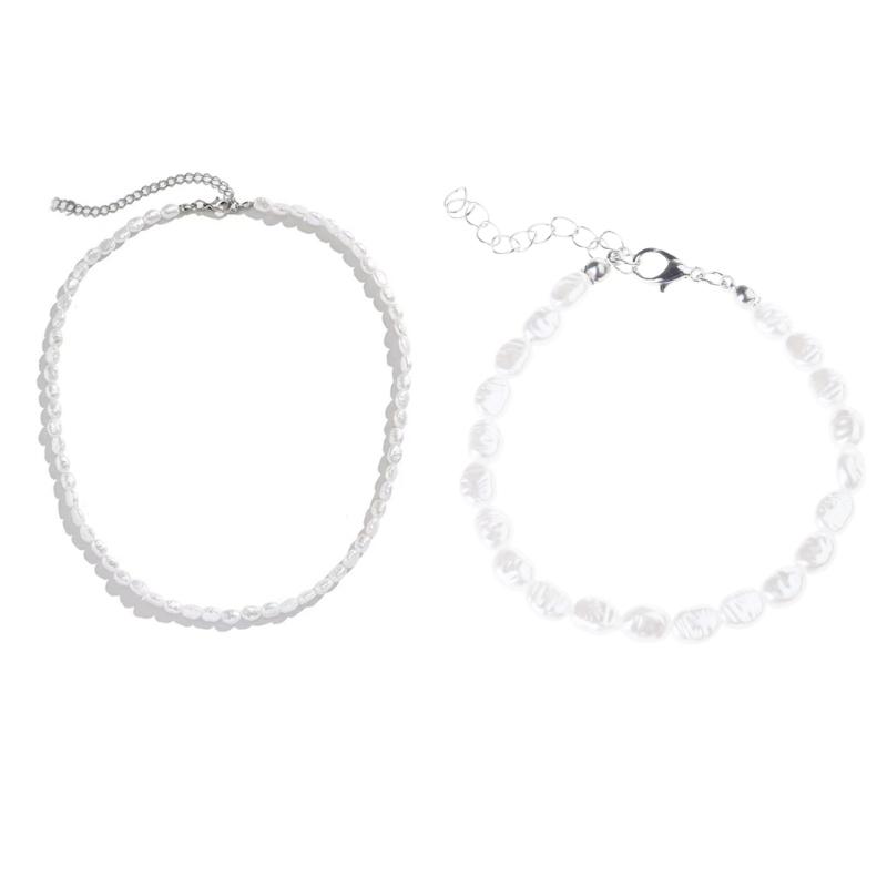 Imitation Pearls Necklace Artistic Crafted Faux Pearls Necklace Bracelet For Contemporary Fashion Statement