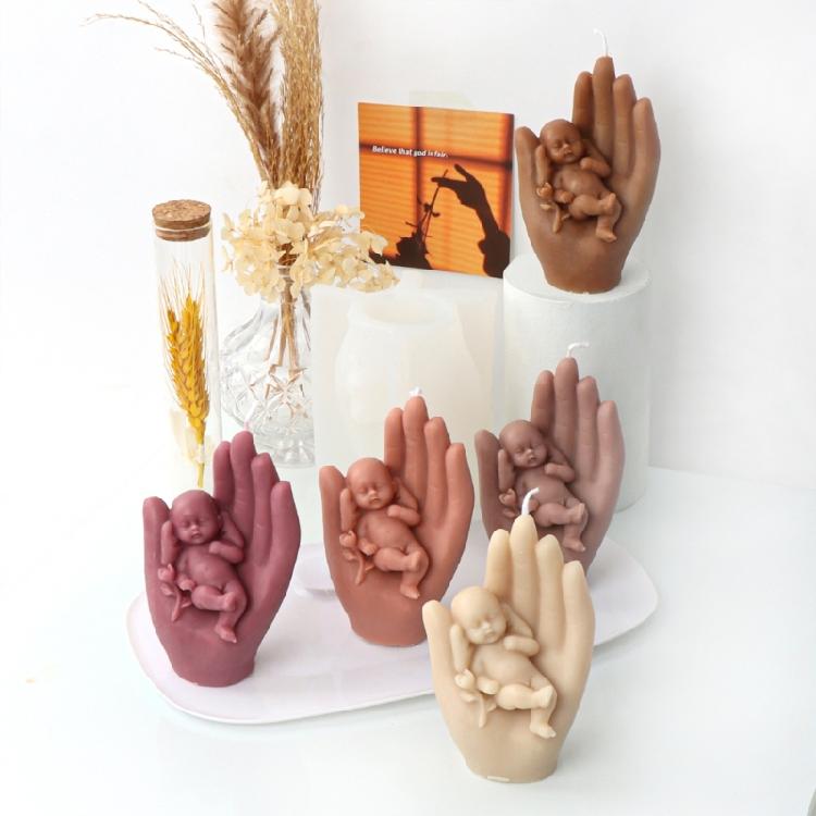 Baby in der Hand Kerzenform Schlafendes Baby Silikonform für DIY Seifen- und Kerzenherstellung