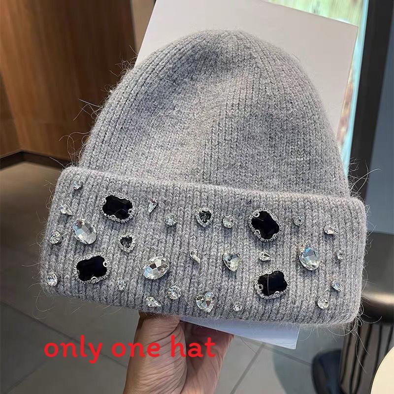 Girls Handcrafted Water Drill Wool Hat With Knit Design For Autumn Winter Kids Fashion