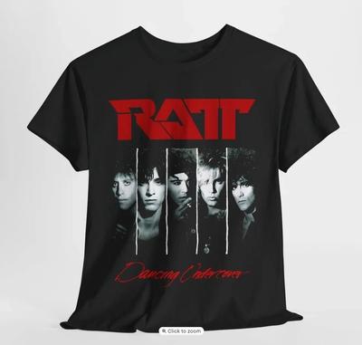 Maglietta con Copertina Album Ratt Band: T-shirt Grafica Rock Vintage
