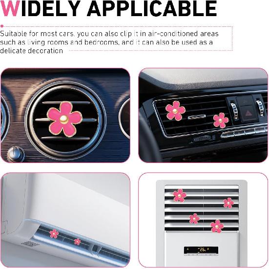 6 PCS Cute Daisy Flower Air Vent Clips, Mini Flower Car Air Conditioning Vent Clip, Cute Car Interior Dashboard Vents Decoration, Universal for Most