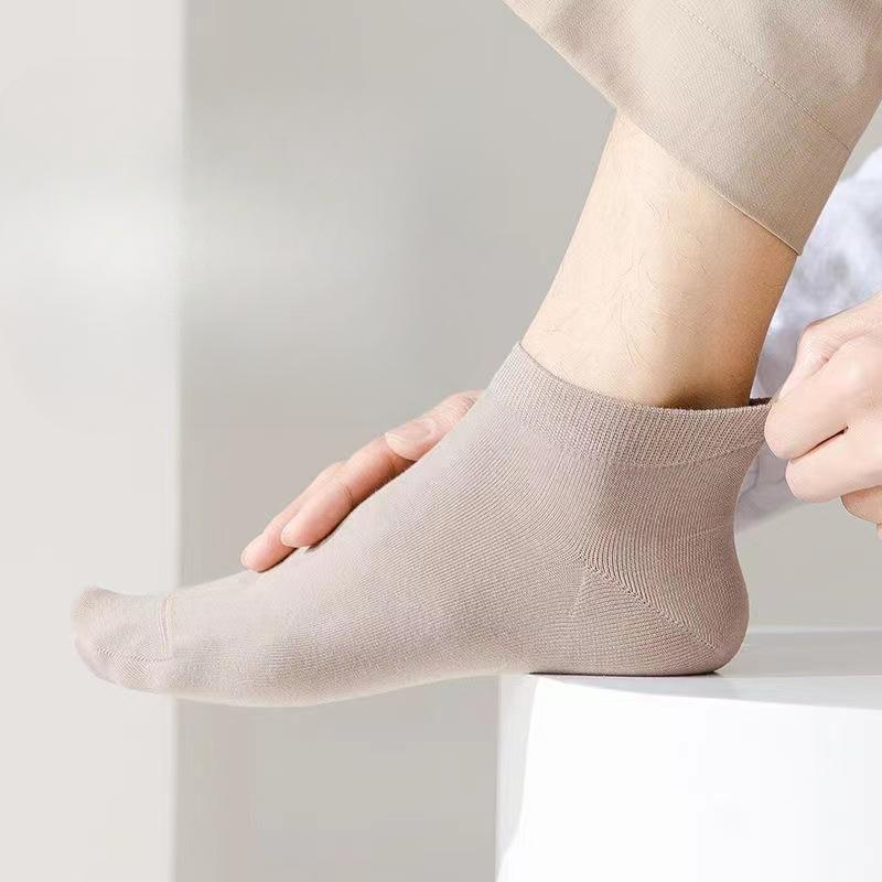 Spring and Summer Socks, Men's Short Socks, Solid-color Anti-odor, Sweat-absorbing and Antibacterial Short Socks, Thin Business Boat Socks