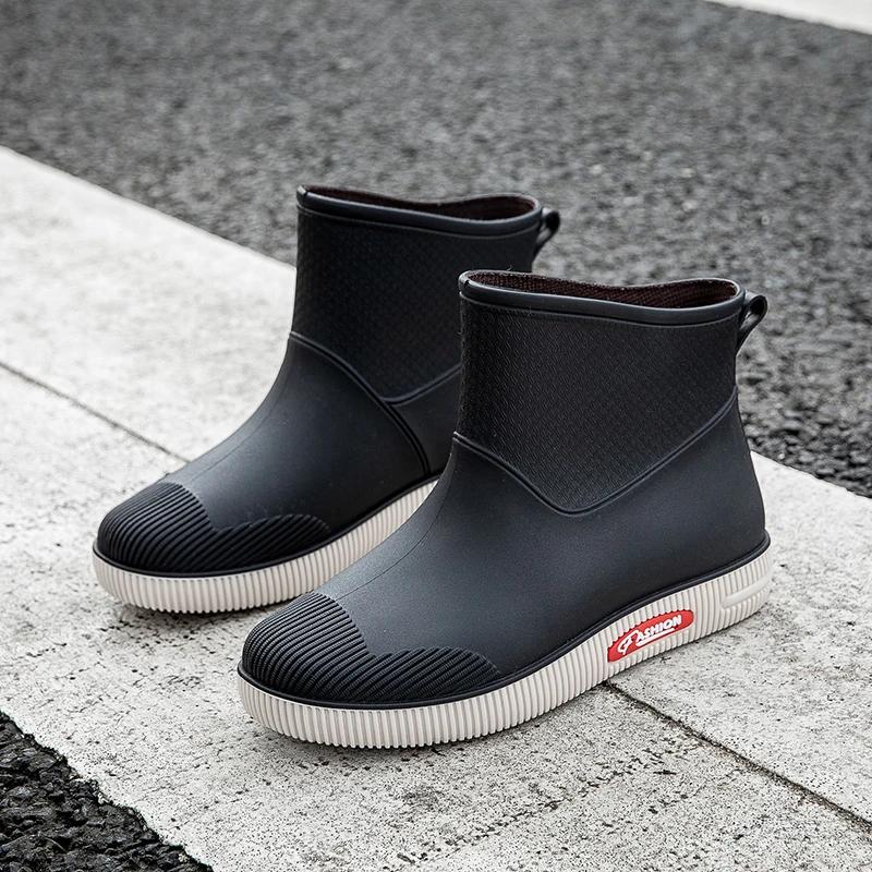 Regenstiefel Damen Rutschfeste Wasserdichte Schuhe Outdoor Verschleißfeste Gummischuhe Küchenarbeit Wasserdichte Stiefel Kurzer Schaft