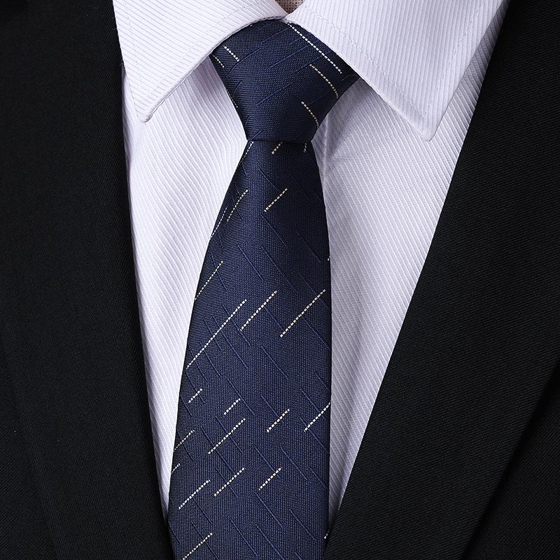 Men'S Blue Business Dress Tie Wedding Groom Work Korean Version Zipper-Style No-Beater Tie Gift Box