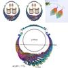 Colorful Necklace Earrings Bracelet Three Piece Set With Peacock Shaped Designss For Gift And Party