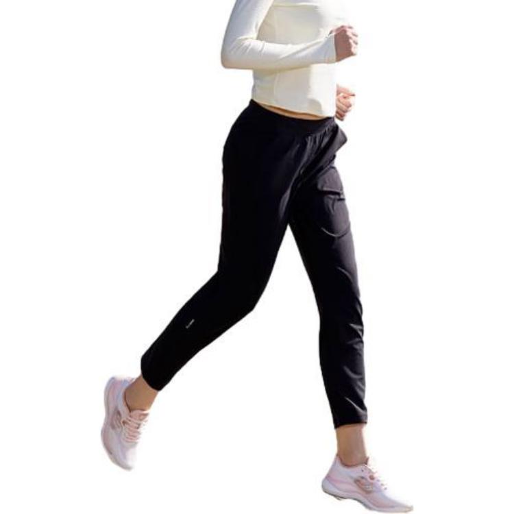 Saucony Solid Color Mid Waist Straight Leg Casual Pants Women bottoms Black SC1239128-1