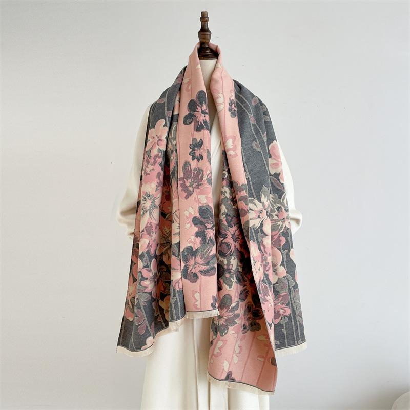 Air-conditioned room large shawl premium cashmere fringed warm scarf women's office nap blanket retro