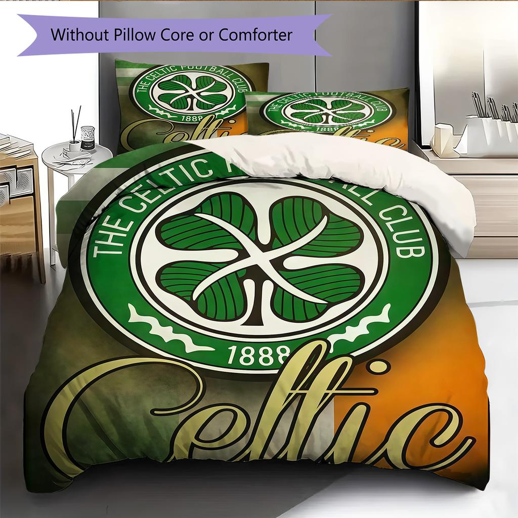 Ensemble de couette Celtic Football Club Housse de couette Taie d'oreiller Décoration de maison Cadeau d'anniversaire (1 housse de couette + 2 taies d'oreiller, sans garniture.)