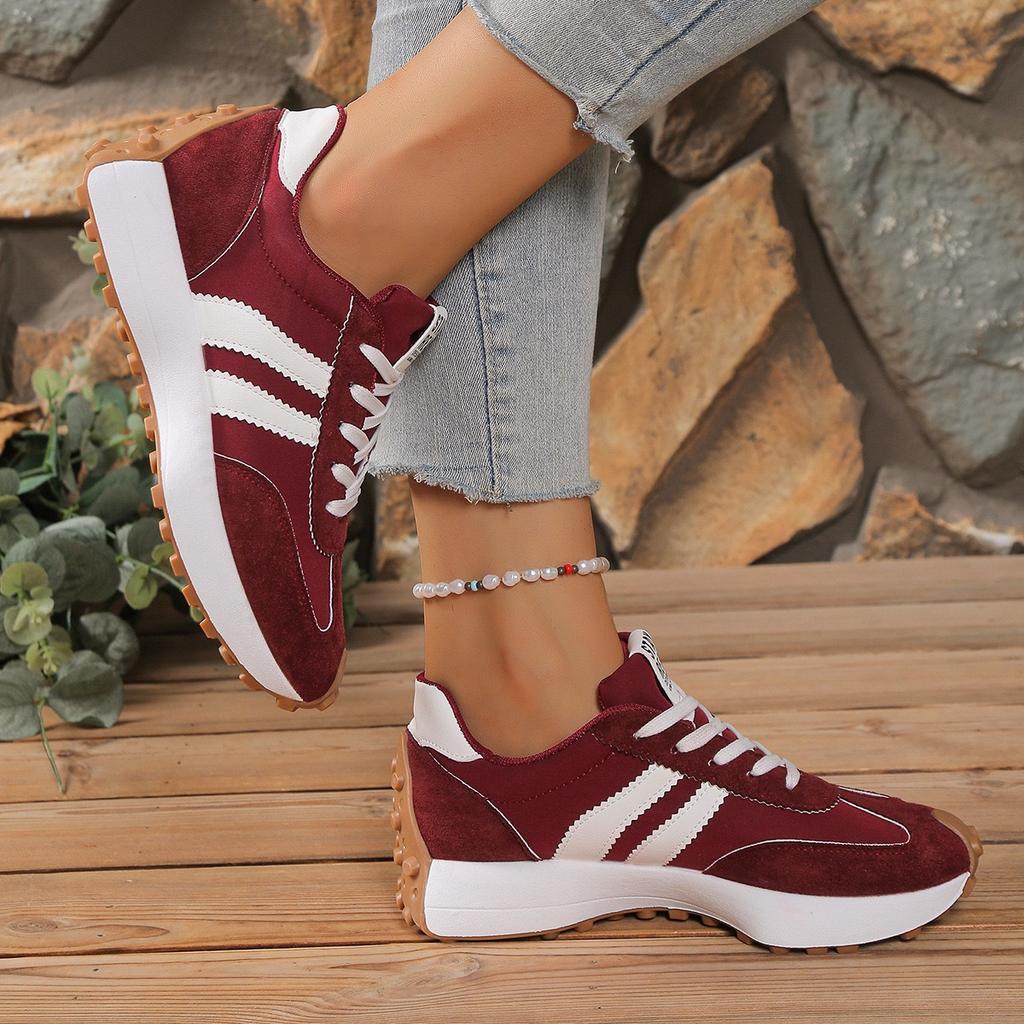 Lente Casual Sportschoenen voor Dames | Dikke Zool, Hoogte Verhogend, Veelzijdig, Retro Casual Schoenen, Gestreept Ontwerp, Damesschoenen, Sportschoenen