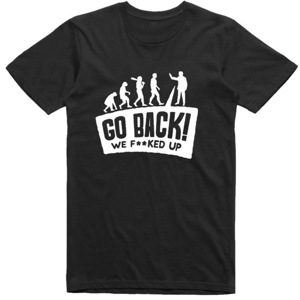 Mens Funny T Shirt Evolution Go Back Printed Tshirt Simple Casual Fashion Woman Man Cotton Vintage Streetwear Shortsleev