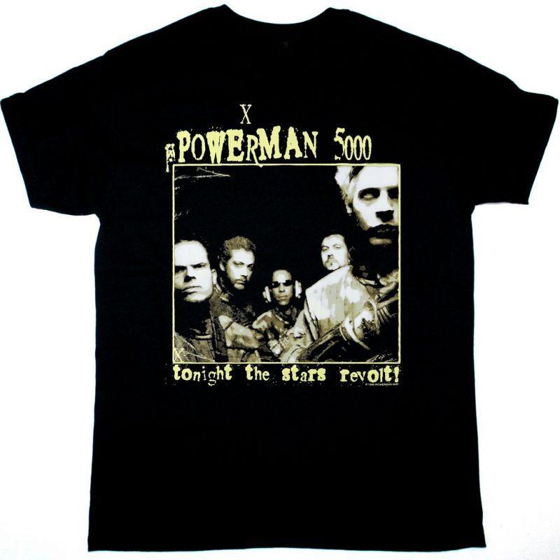 POWERMAN 5000 СЕГОДНЯ ЗВЕЗДЫ ВОССТАЮТ Футболка Черная Все Размеры OB998 Унисекс Футболка XXXXL