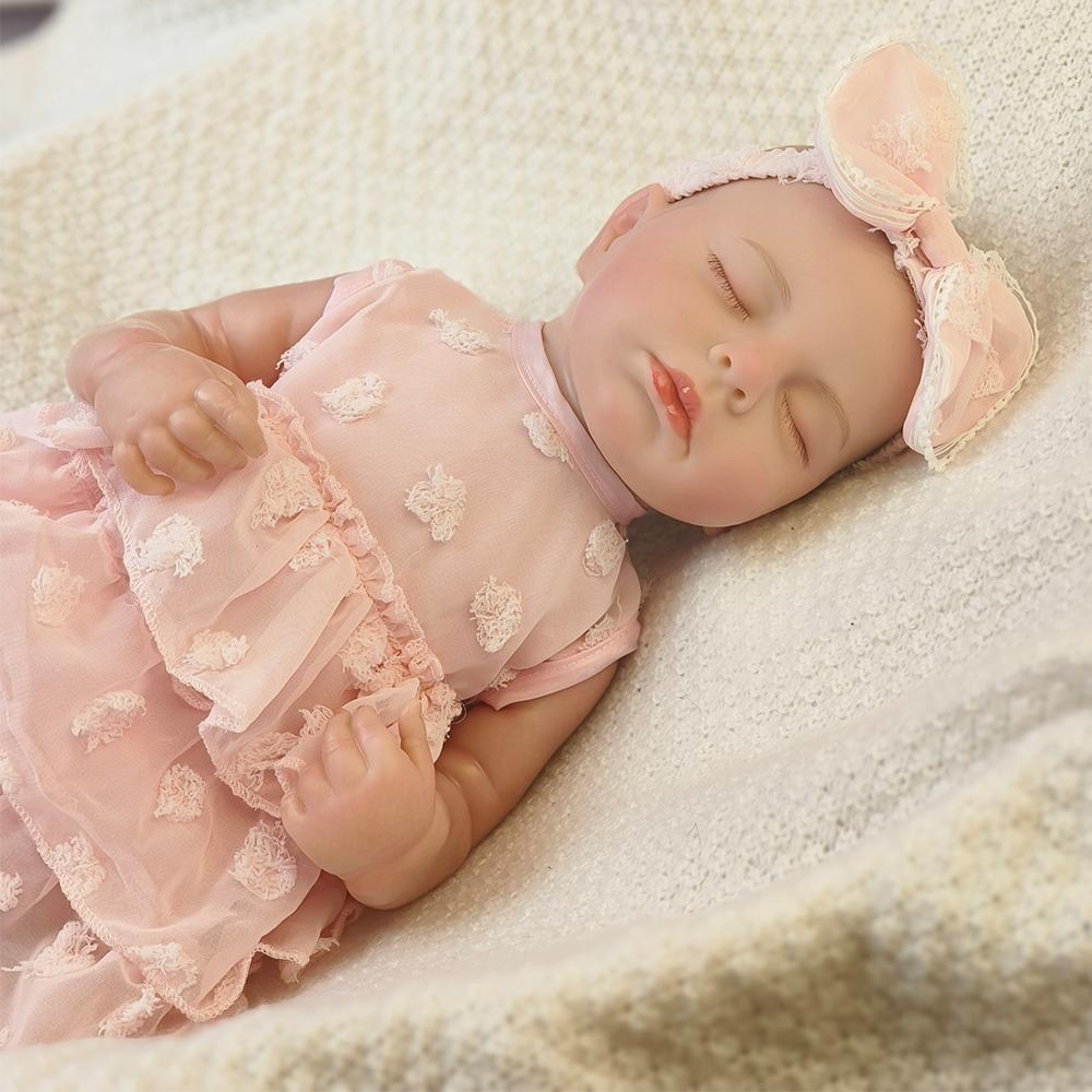 Bambole per Bambole Neonate da 48CM LOULOU Reborn Silicone Morbido Flessibile Tonalità Pelle 3D con Vene Visibili Capelli Dipinti a Mano Giocattolo Bambola