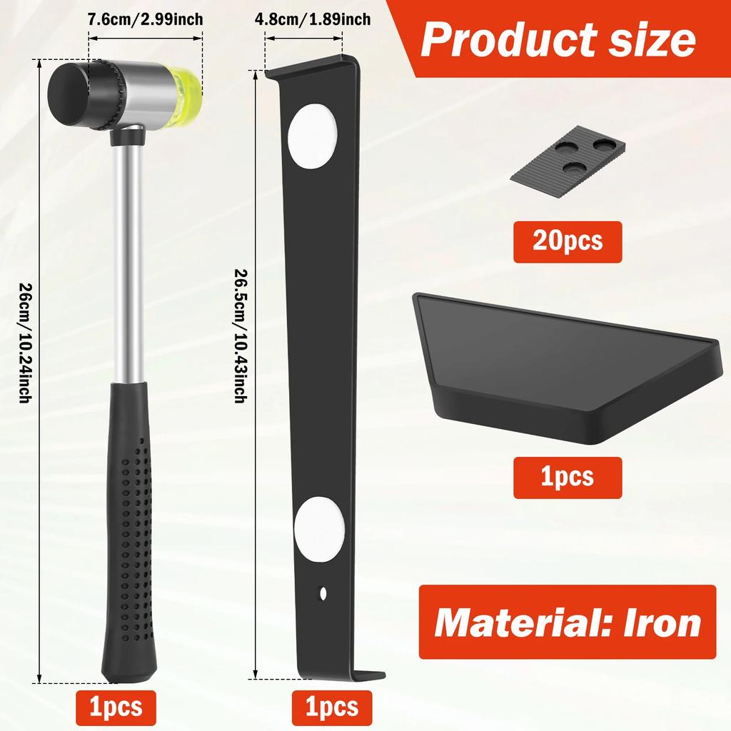 23Pcs Wood Floor Installation Kit Complete Laminate Wood Flooring Tool with Double Faced Hammer Heavy Duty Pull Bar Tool
