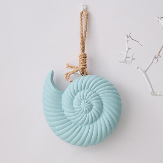 Nautical Wooden Conch Ornament with Hemp Rope Summer Ocean Beach Hanging Decoration for Farmhouse Hawaiian Tropical Party Supplies