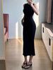 Elegant Retro American Slim Fit Mermaid Dress: Sleeveless, Waist-Cinched, Long Skirt