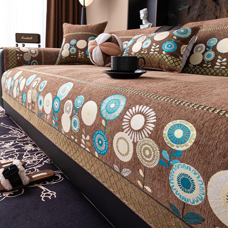 Light luxury high-end chenille sofa cushion universal in all seasons 2025 new seat cushion leather sofa cover cloth seat cushion