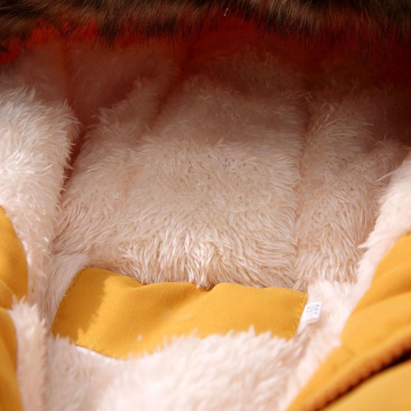 Barne Vinter Gutter Vattert Jakke Pluss Fløyel Tykk Varm Mote Hette Vattert Jakke Barne