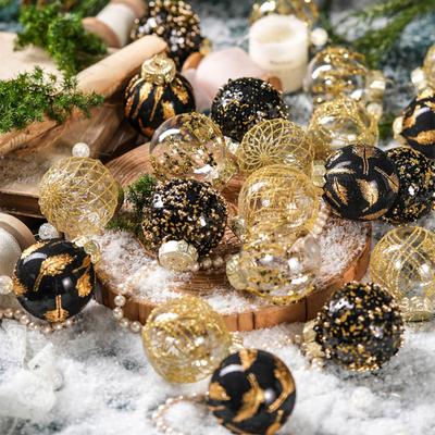25 Pcs 2.36 Inch Christmas Ball Ornaments Glitter Sequin Plastic Ball Christmas Tree Hanging Decorations for Indoor Outdoor Holiday Decor
