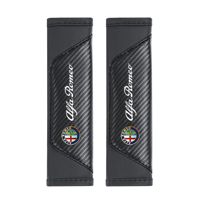 

Car Stickers For Alfa Romeo Leather Car Seat Belt Shoulder Cover Breathable Protection Safety SeatBelt Pad For Alfa Romeo 4C 159
