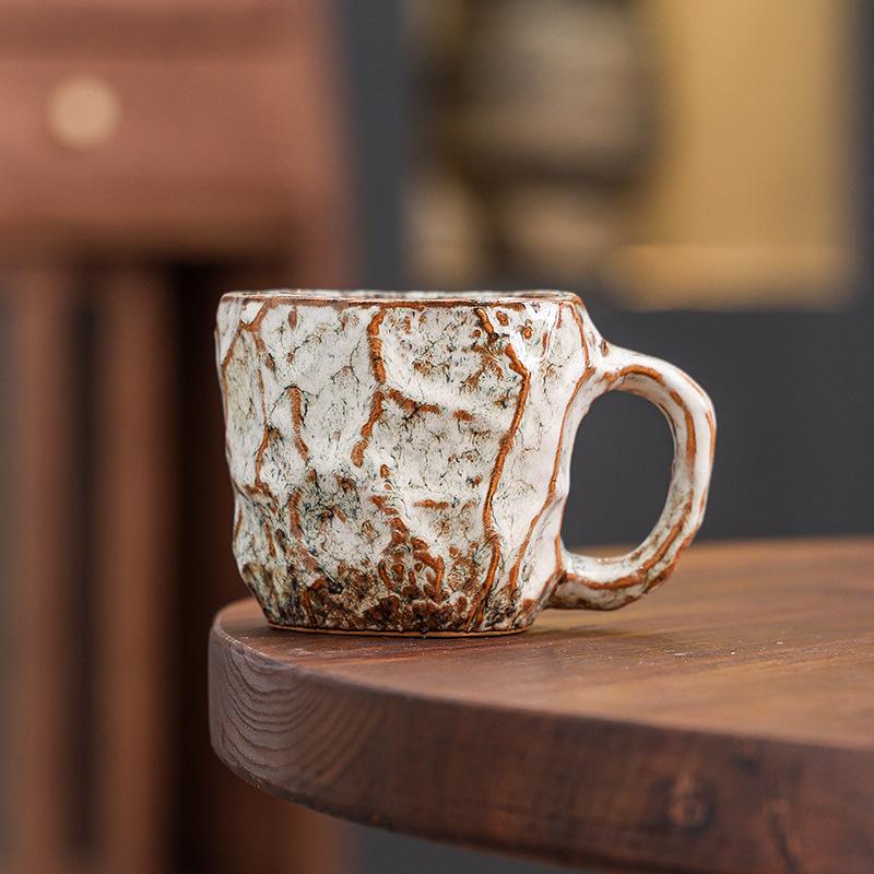 Kiln Change Retro Ceramic Coffee Cup American Latte Latte Flower Cup Breakfast Milk Cup Creative Mug