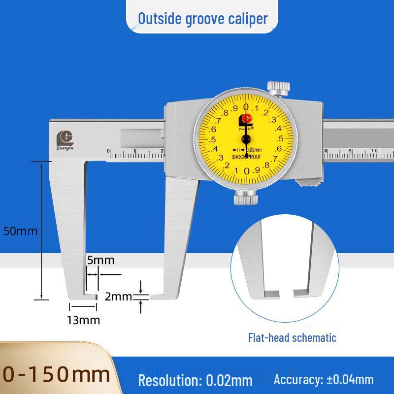Guilin Guanglu Flat & Cylindrical Jaw Groove Caliper (150/200/300mm)