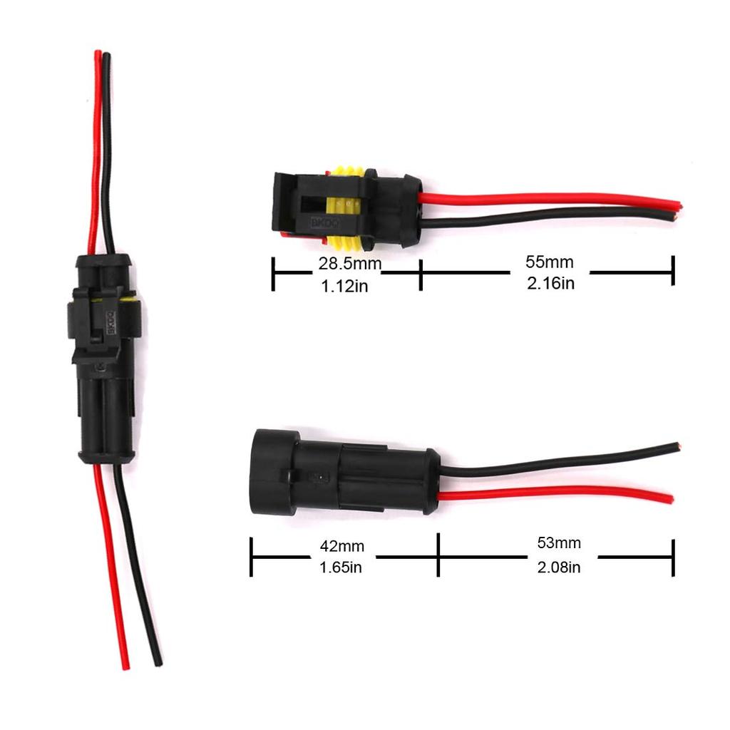 UTSAUTO 2 Pin Way Waterproof Electrical Connector Wire Harness 16 AWG Marine For Car, Truck, Boat, And Other Wire Connections 5 Pack