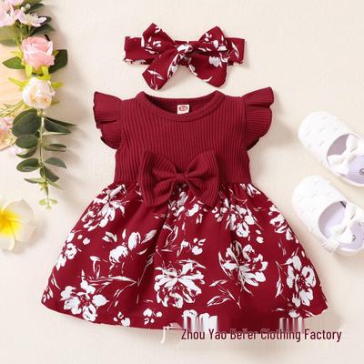 Sweet Bow Puff Sleeve Dress for Little Girls, Summer Princess Style for Ages 0-2