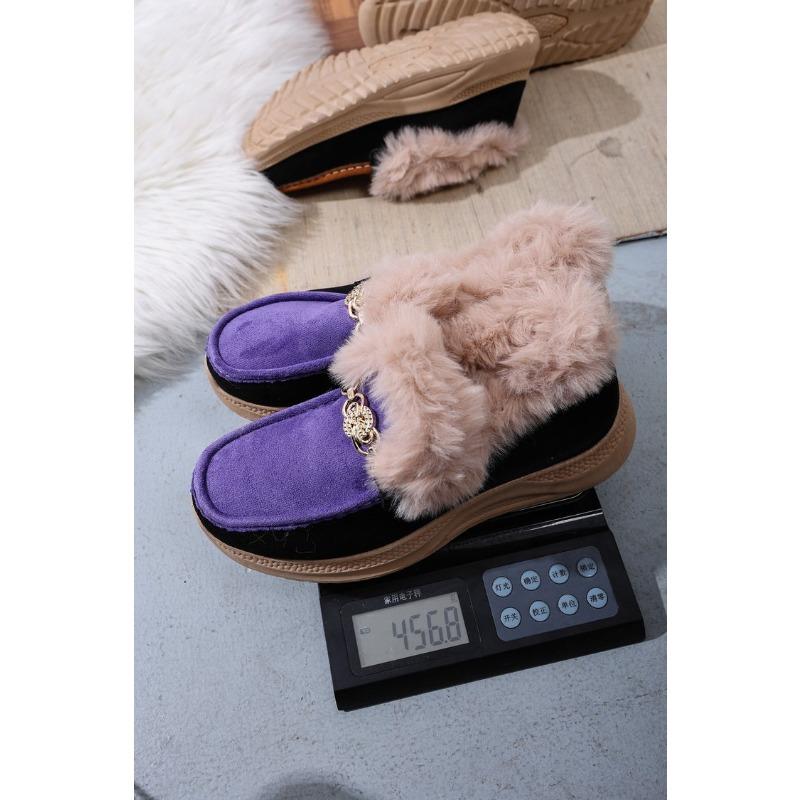 Women's Plus Size Thick Platform Low-Top Sneakers Frayed Edge Warm Cotton Shoes Comfortable Euro-American Style New Autumn Winter
