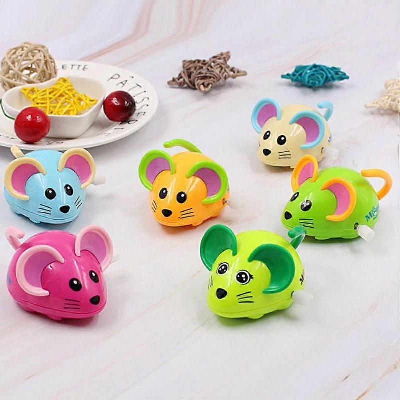 6pcs Wind-up Mouse Toys Funny Plastic Mouse Cartoon Clockwork Toy Birthday Gift for Kids Children (Mixed Color)