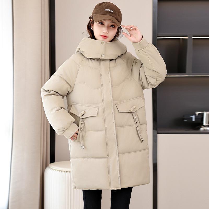 Down Cotton Jacket Women's 2025 New Mid-length Plus Size Loose Bread Jacket Cotton Jacket Winter Padded Jacket Thickened Jacket