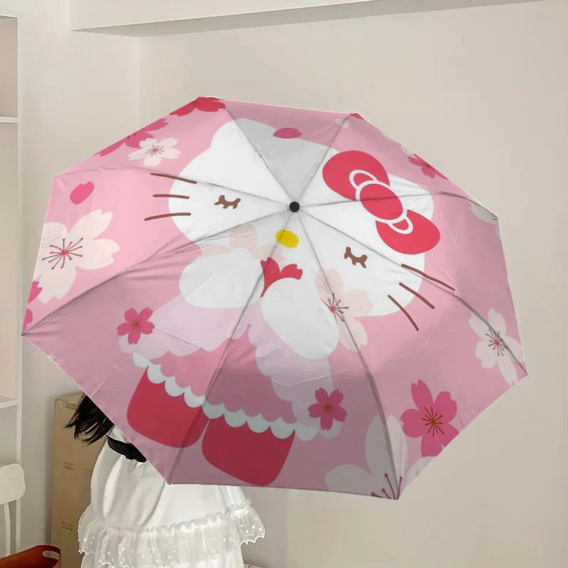 1pc Hello Kitty Cherry Blossoms Umbrella with Plastic Handle,Suitable for All Seasons Home Travel Outdoor UmbrellaSanlio586