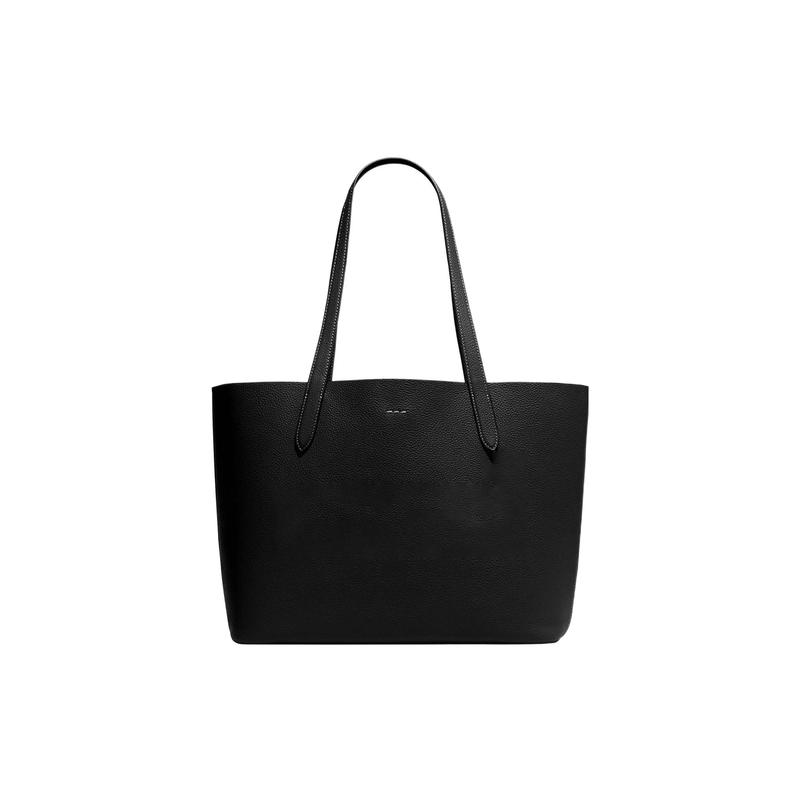 Coach Cameron 34 Solid Color Embossed Logo Snap Pebbled Leather Tote Bag Tote Bag Shopping Bag Hand Shoulder Bag Large Women's Black
