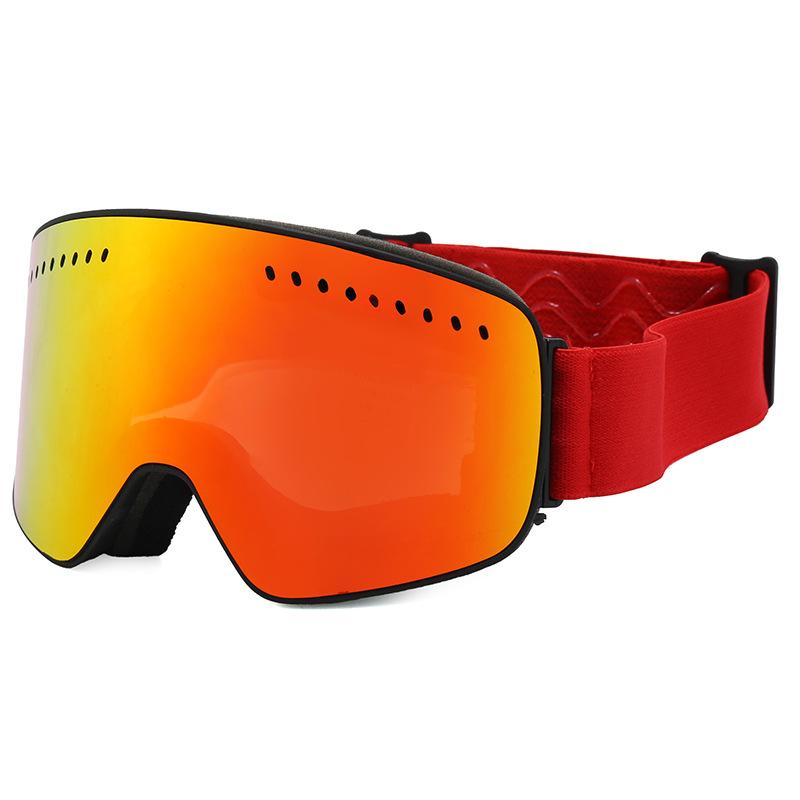 Magnetic Attraction Polarized Frameless Ski Goggles-UV400 Anti-Fog Adjustable Strap Fast Lens Replacement Breathable Comfortable